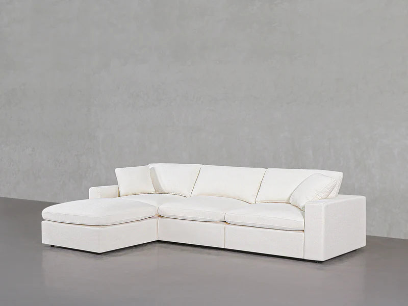 Willow 4-pieces Modular Reversible Chaise Sectional Sofa in White Linen Fabric by Diamond Sofa