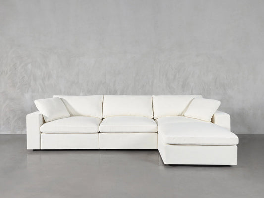 Willow 4-pieces Modular Reversible Chaise Sectional Sofa in White Linen Fabric by Diamond Sofa