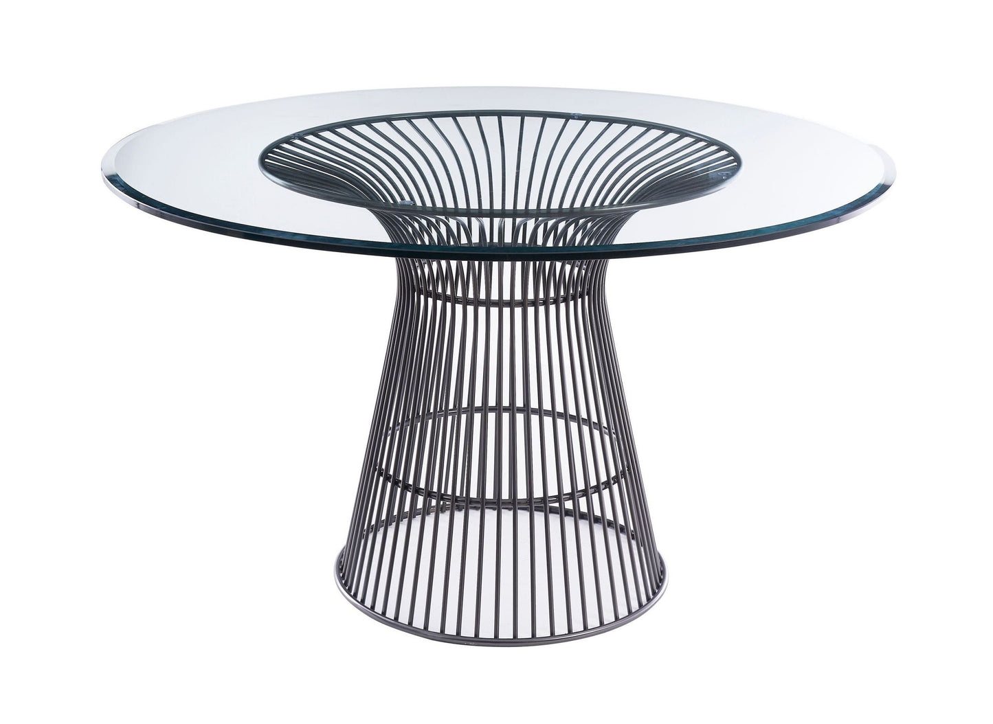 Modrest Chandler - Modern Round Glass & Black Stainless Steel Dining Table VGZAT007-1-BLK-DT