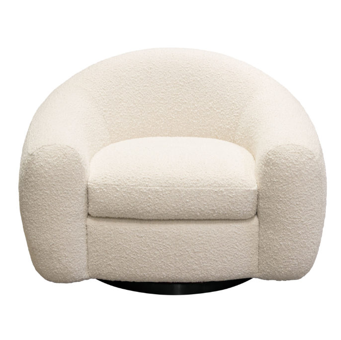 Pascal Swivel Chair in Bone Boucle Textured Fabric