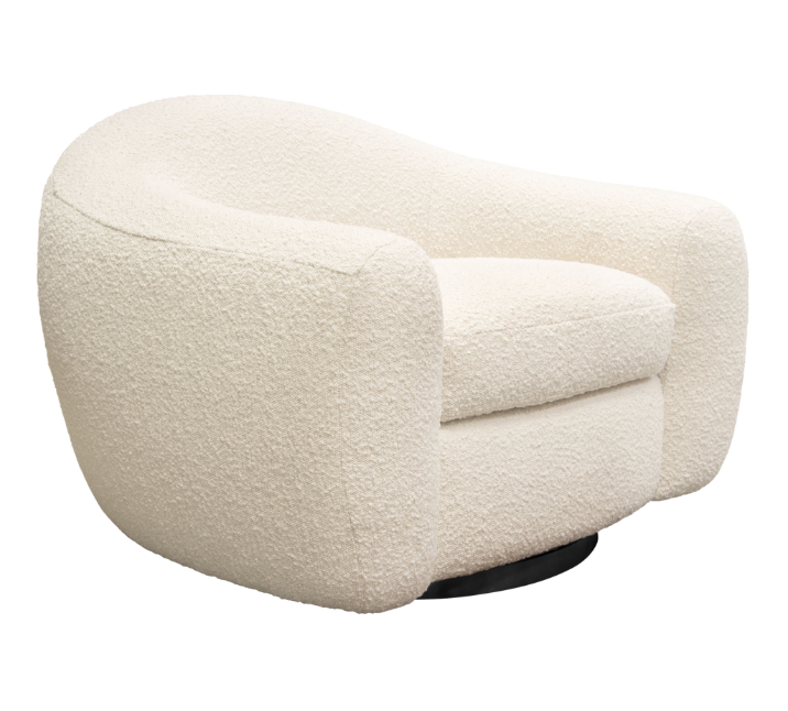 Pascal Swivel Chair in Bone Boucle Textured Fabric