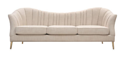 Ava Sofa, Sand Linen Fabric with Gold Leg by Diamond Sofa