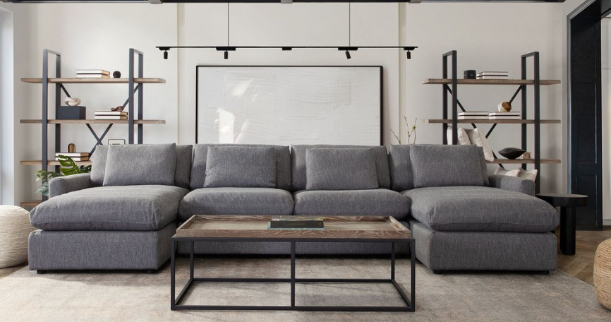 Arcadia Reversible Chaise Sectional W/ Feather Down Seating