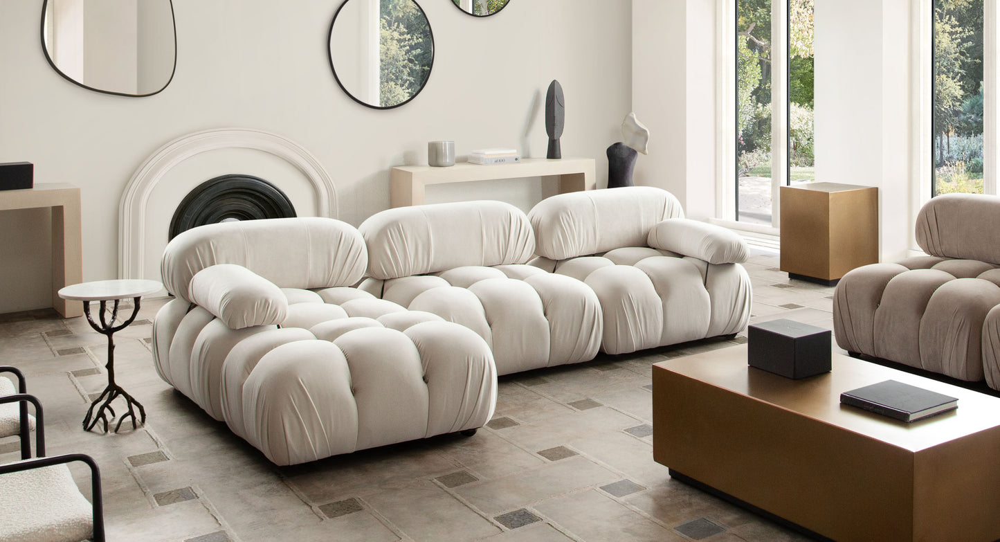 Paloma Modular Reversible Chaise Sectional In Light Cream Velvet