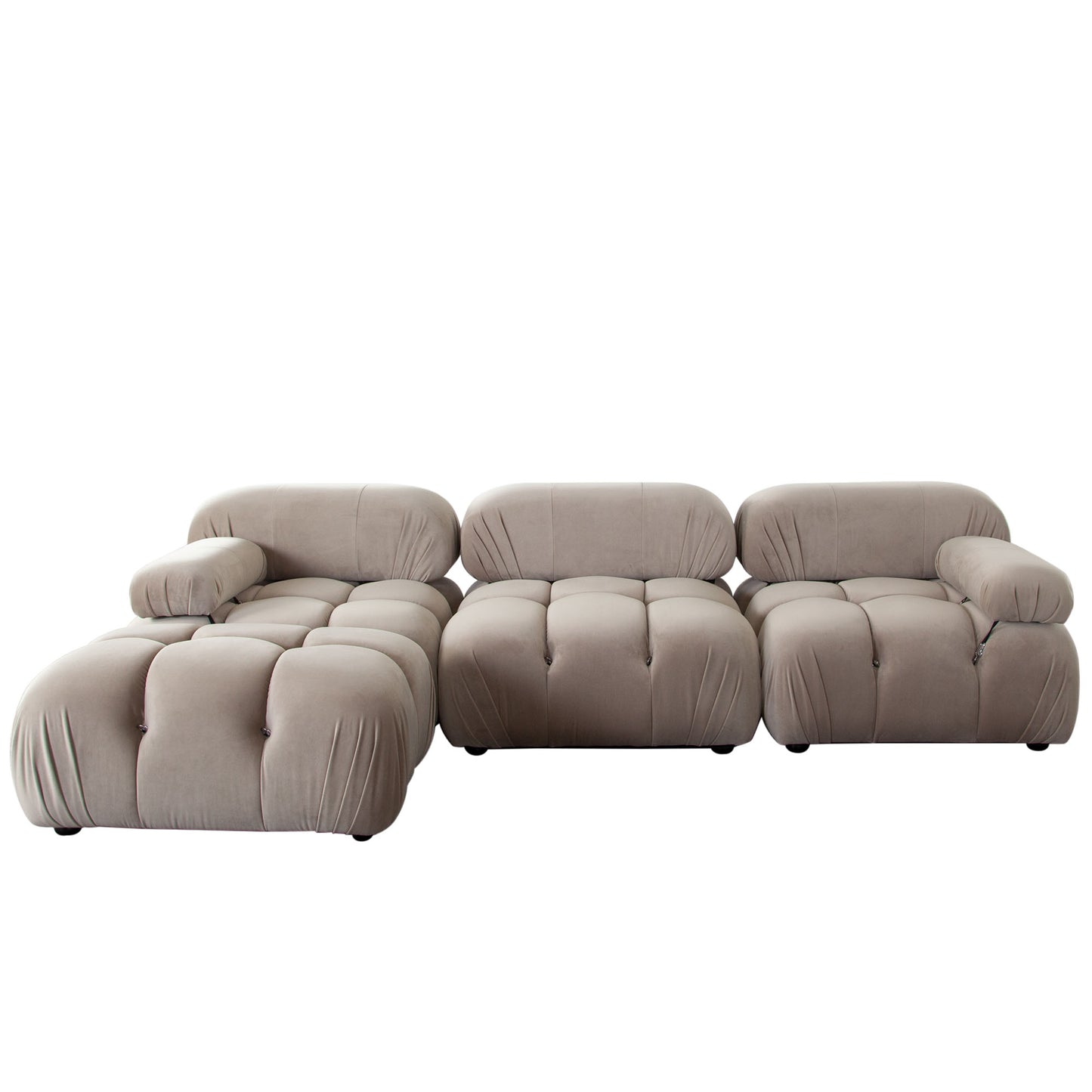 Paloma Modular Reversible Chaise Sectional In Mink Tan Velvet