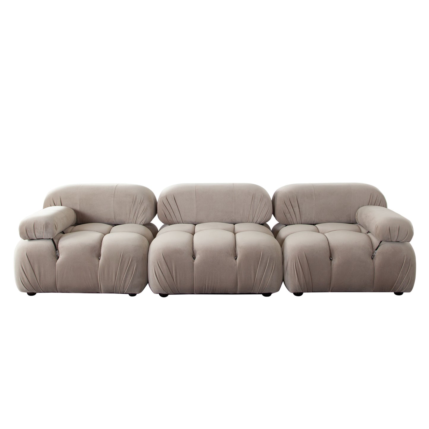 Paloma Modular Reversible Chaise Sectional In Mink Tan Velvet