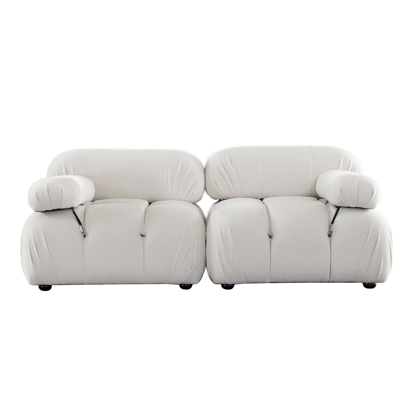 Paloma Modular Reversible Chaise Sectional In Light Cream Velvet