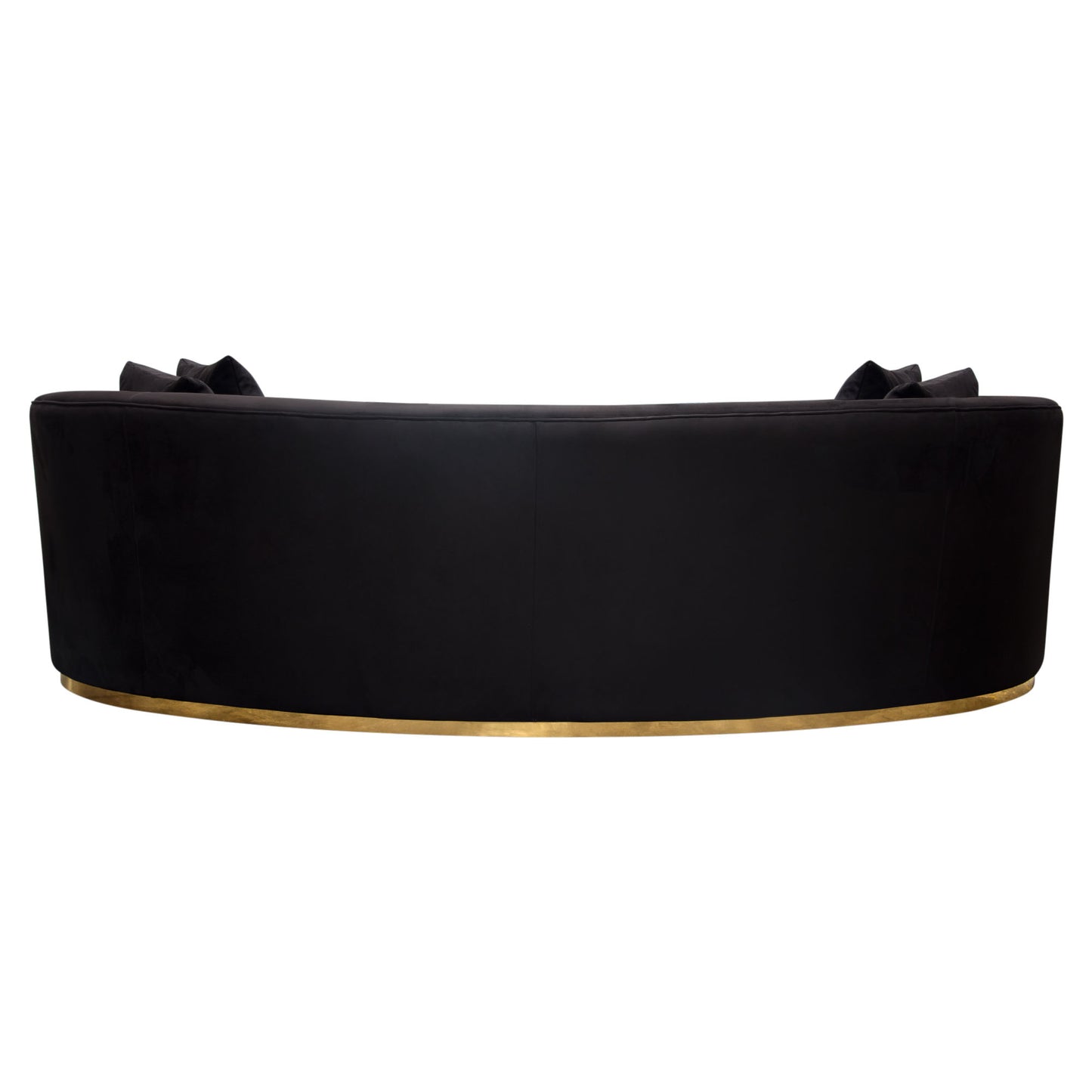 RAVEN SOFA IN BLACK SUEDE VELVET W/ BRUSHED GOLD ACCENT TRIM / RAVENSOBL