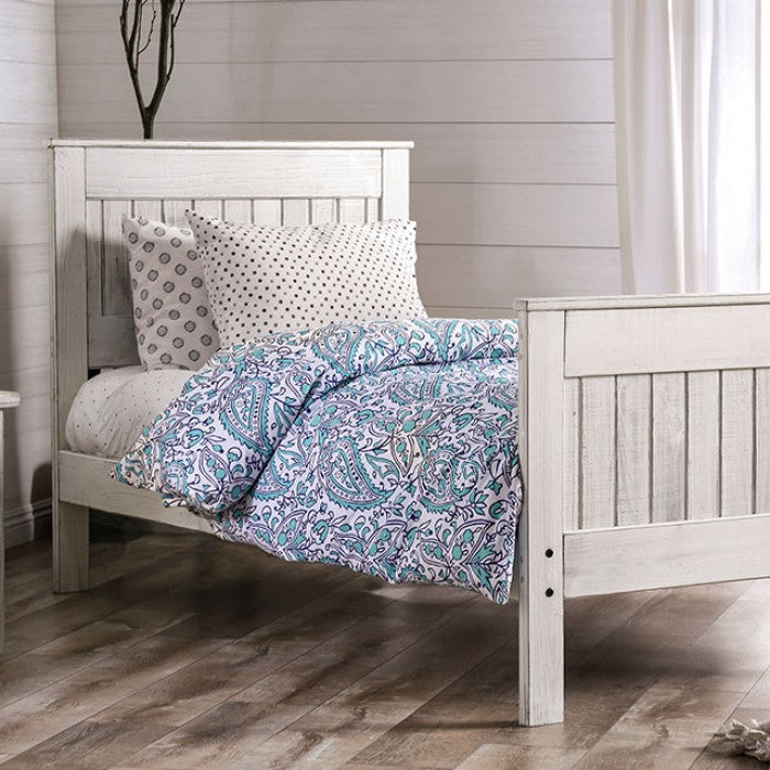 FOA ROCKWALL Rustic Weather White Bed AM7973WH