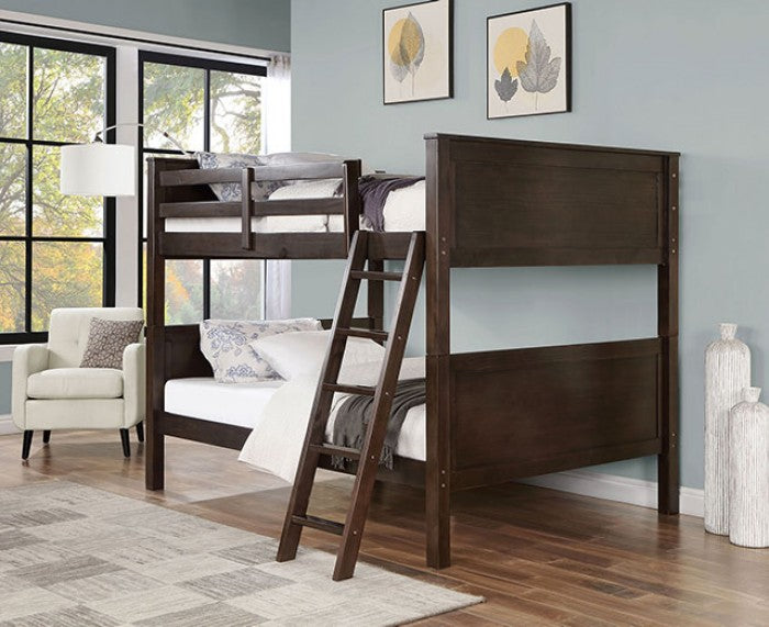 FOA STAMOS Transitional Walnut Solid Wood Bed CM-BK658WN-FF