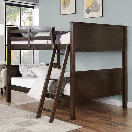 FOA STAMOS Transitional Walnut Solid Wood Bed CM-BK658WN-FF