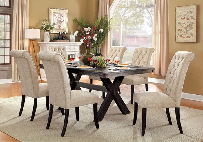 XANTHE Rustic Brushed Black Dining Table CM3172T