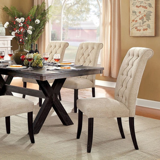 XANTHE Rustic Brushed Black Dining Table CM3172T