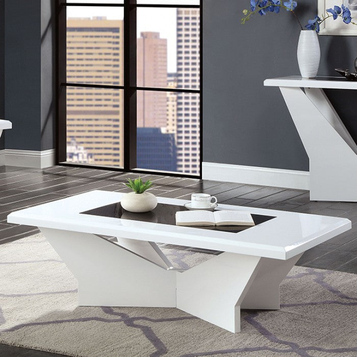 DUBENDORF Contemporary White Glass Coffee Table CM4183WH-C