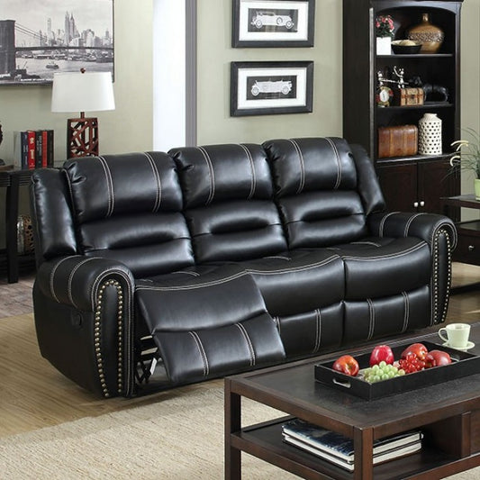 FOA FREDERICK Transitional Black Breathable Leatherette Sofa CM6130-SF