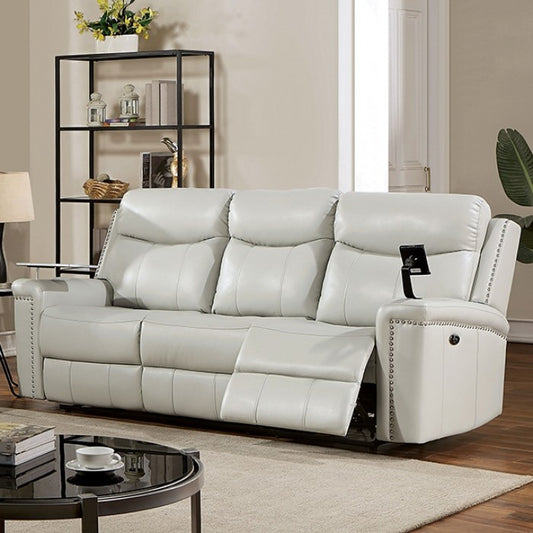 FOA FLORINE Transitional Light Gray Leatherette Sofa CM6252LG-SF-PM