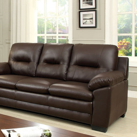 FOA PARMA Contemporary Brown Leatherette Solid Wood Sofa CM6324BR-SF