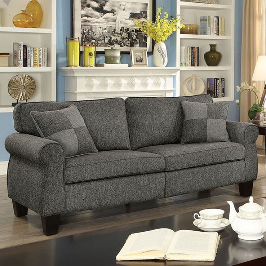 FOA RHIAN Transitional Dark Gray Linen-like Fabric Sofa CM6328GY-SF