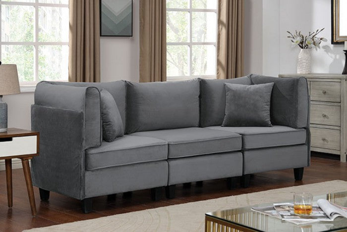 FOA SANDRINE Contemporary Gray Flannelette Sofa CM6499-SF