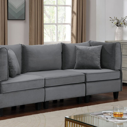 FOA SANDRINE Contemporary Gray Flannelette Sofa CM6499-SF