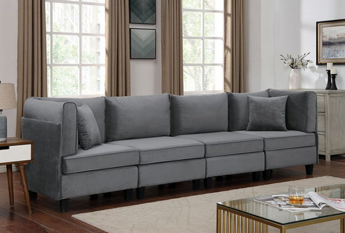 FOA SANDRINE Contemporary Gray Flannelette Sofa CM6499-SF-L