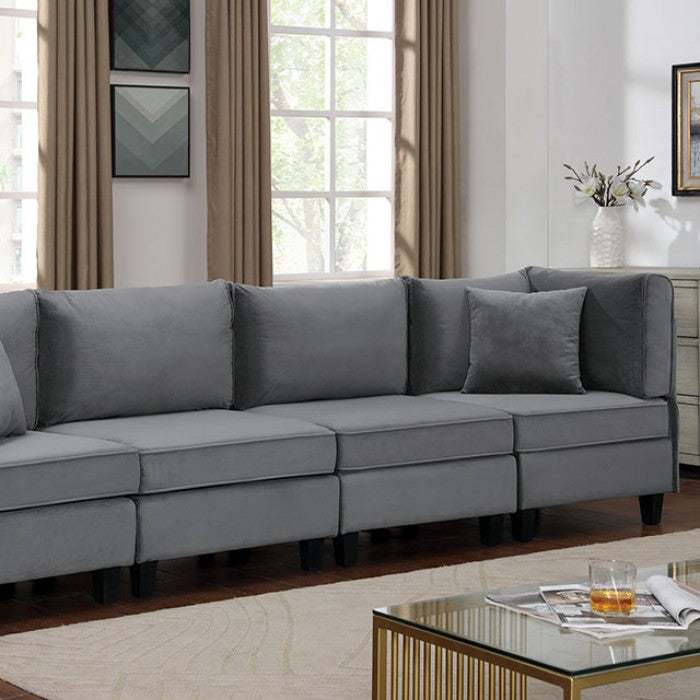 FOA SANDRINE Contemporary Gray Flannelette Sofa CM6499-SF-L