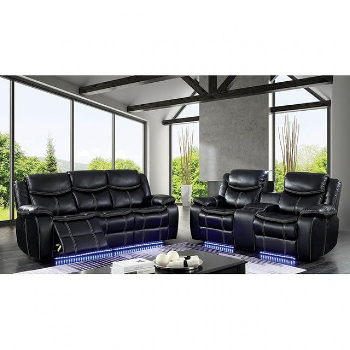 FOA SIRIUS Transitional Black Breathable Leatherette Sofa CM6567-SF