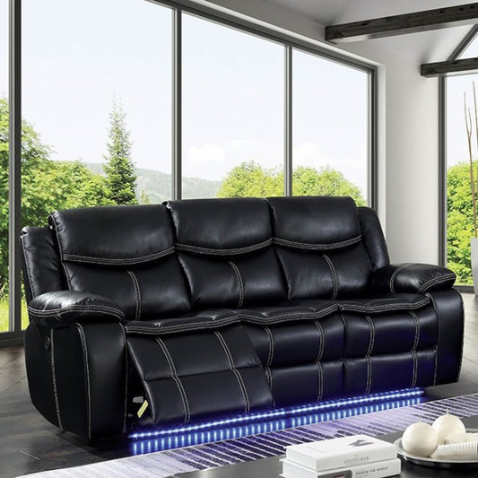 FOA SIRIUS Transitional Black Breathable Leatherette Sofa CM6567-SF