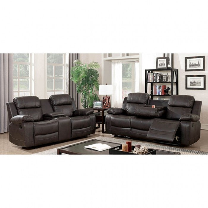 FOA PONDERA Transitional Dark Brown Breathable Leatherette Sofa CM6568-SF