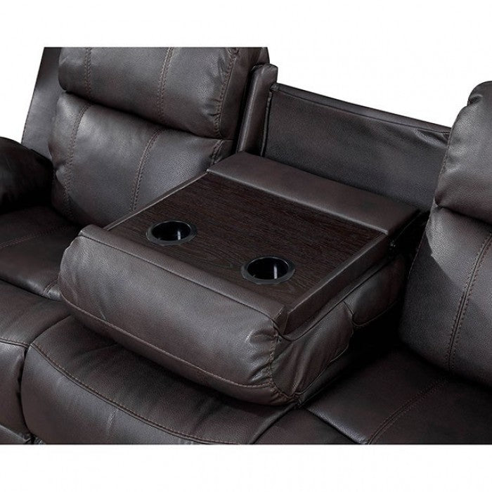 FOA PONDERA Transitional Dark Brown Breathable Leatherette Sofa CM6568-SF