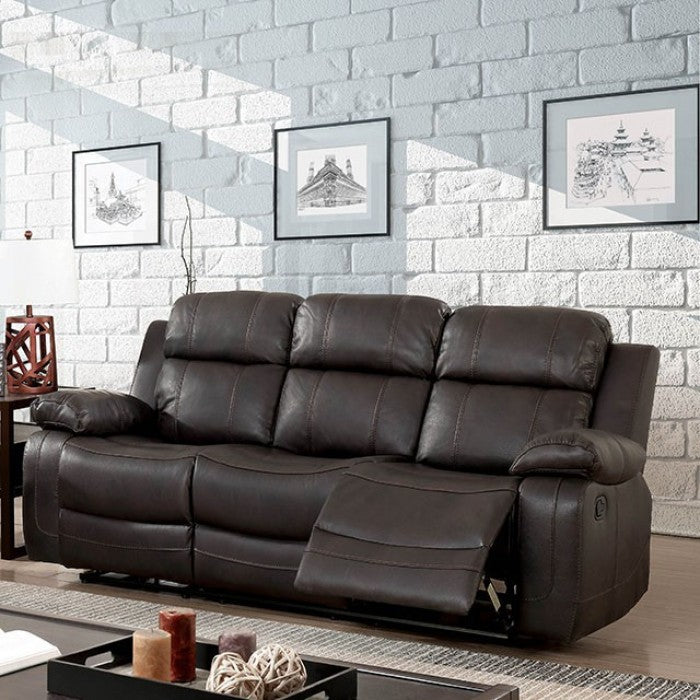 FOA PONDERA Transitional Dark Brown Breathable Leatherette Sofa CM6568-SF