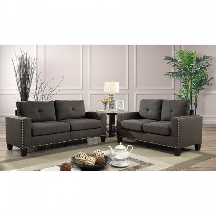 FOA ATTWELL Transitional Gray Linen-like Fabric Sofa CM6594-SF