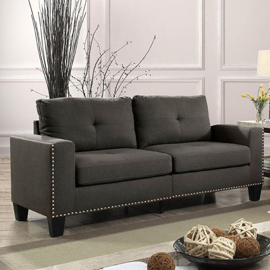 FOA ATTWELL Transitional Gray Linen-like Fabric Sofa CM6594-SF