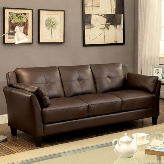 FOA PIERRE Contemporary Brown Leatherette Solid Wood Sofa CM6717BR-SF