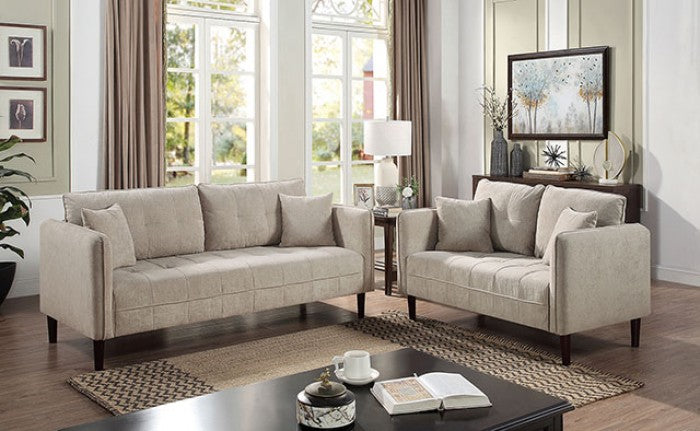 FOA LYNDA Contemporary Light Gray Chenille Solid Wood Sofa CM6736LG-SF