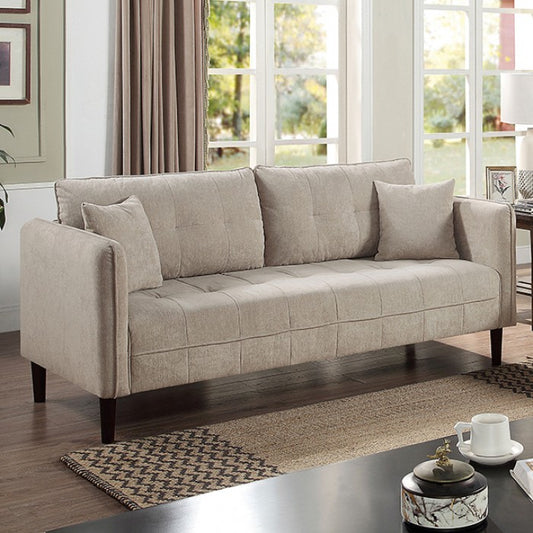 FOA LYNDA Contemporary Light Gray Chenille Solid Wood Sofa CM6736LG-SF