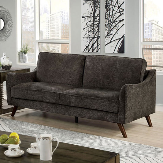 FOA MAXIME Mid-Century Modern Dark Gray Chenille Solid Wood Sofa CM6971DG-SF