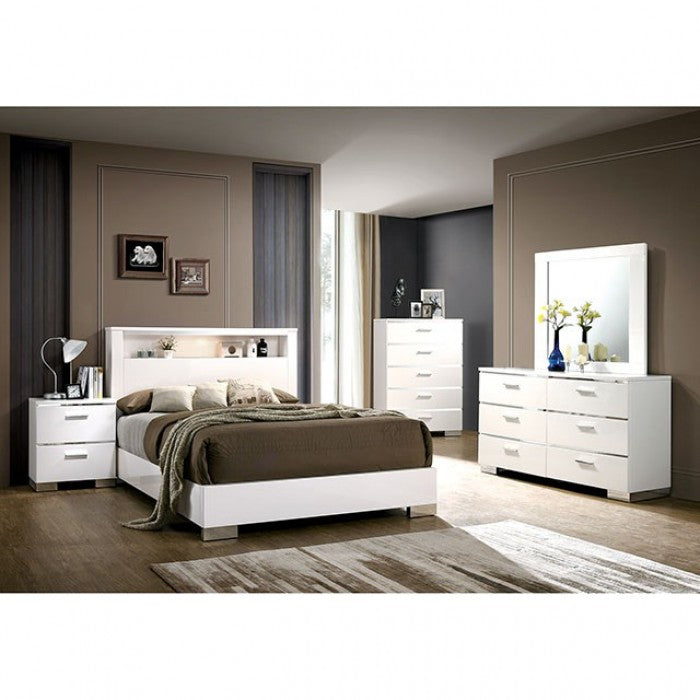 FOA CARLIE Contemporary White Chrome DRESSER CM7049WH-D