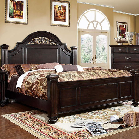 FOA SYRACUSE Traditional Dark WalnutSolid Wood Bed CM7129