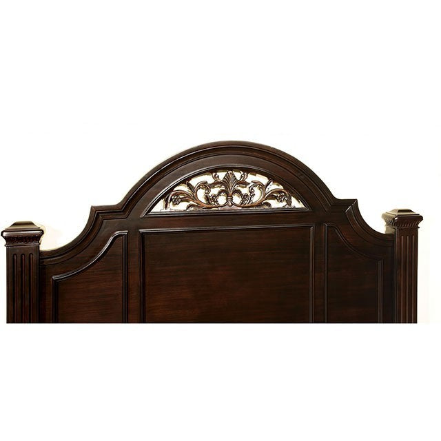 FOA SYRACUSE Traditional Dark WalnutSolid Wood Bed CM7129