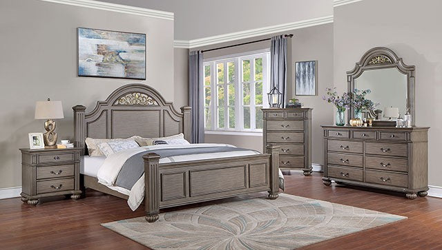 FOA SYRACUSE Traditional Gray Solid Wood Bed CM7129GY