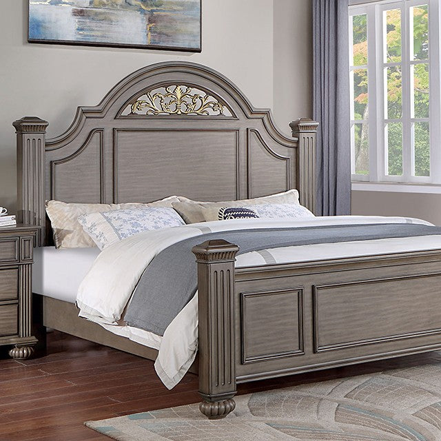 FOA SYRACUSE Traditional Gray Solid Wood Bed CM7129GY