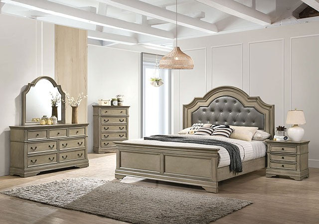 FOA LASTHENIA Transitional Antique Warm Gray Bed CM7181