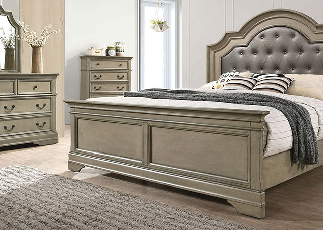 FOA LASTHENIA Transitional Antique Warm Gray Bed CM7181