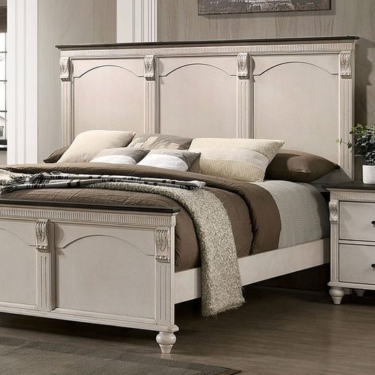 FOA AGATHON Transitional Antique White Bed