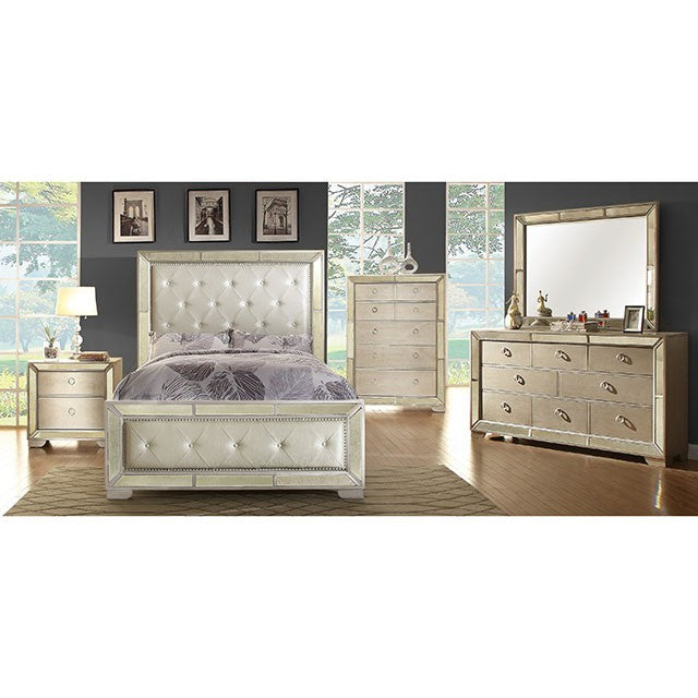 FOA LORAINE Glam Champagne Leatherette Bed CM7195