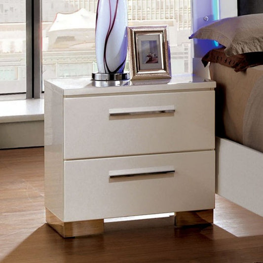 FOA CLEMENTINE Contemporary Glossy White NightStand CM7201N