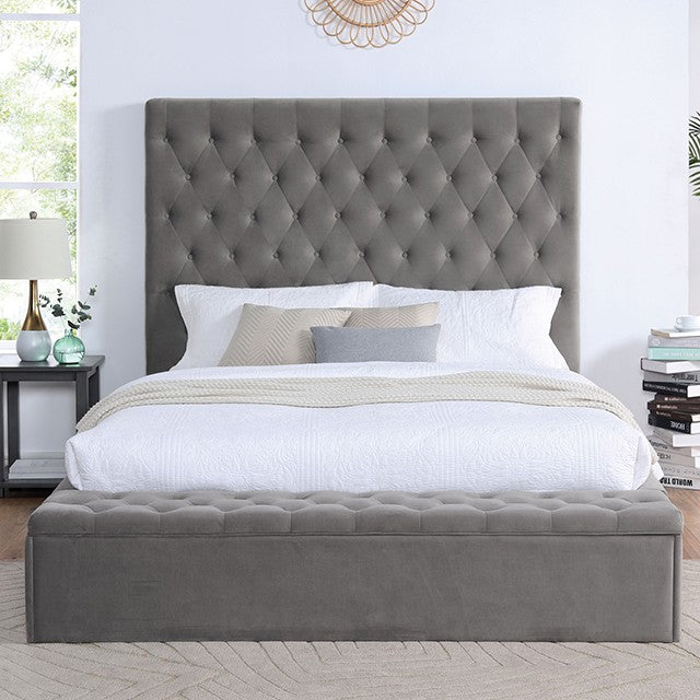 FOA ATHENELLE Transitional Flannelette Gray Bed CM7229GY