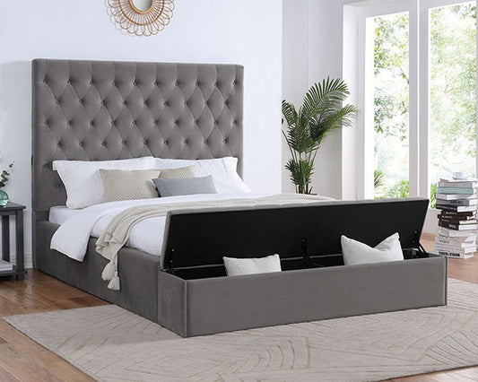 FOA ATHENELLE Transitional Flannelette Gray Bed CM7229GY