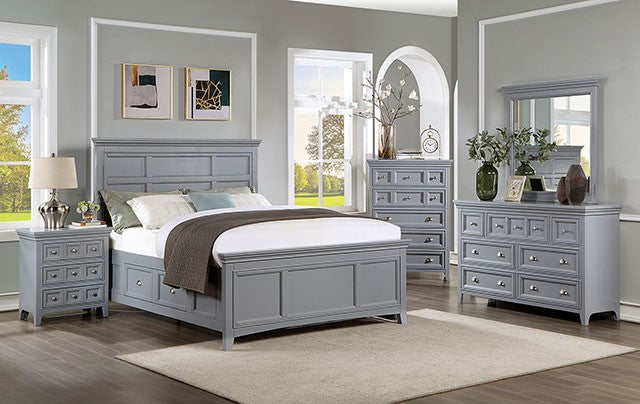 FOA CASTLILE Transitional Gray Solid Wood Bed CM7413GY